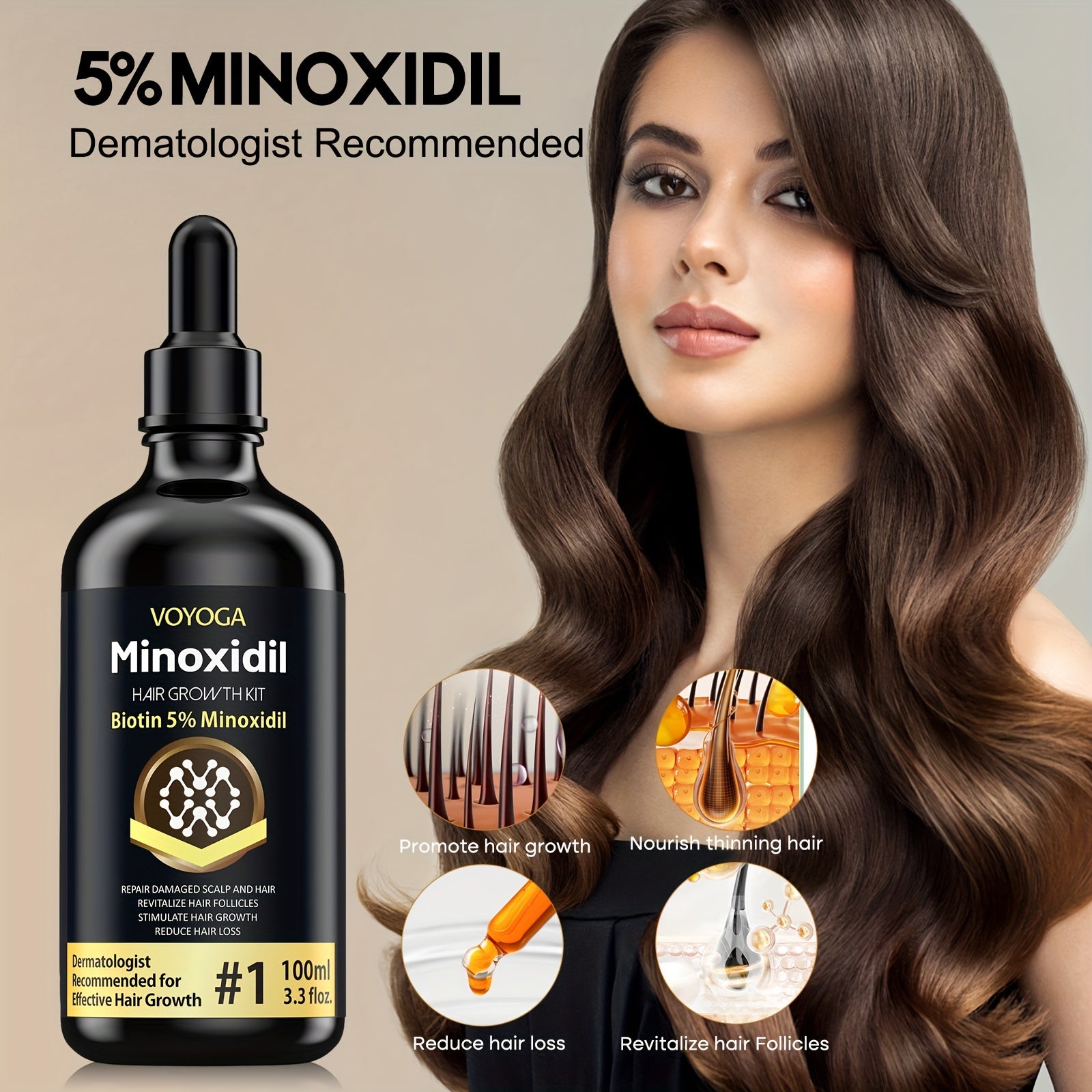 5% Minoxidil for Men and Women Hair Growth Oil, Biotin Hair Growth Serum Hair Regrowth Treatment for Scalp Hair Loss Hair Thinning, Natural Hair Growth for Thicker Longer Fuller Healthier Hair 3.3oz - ScalpX