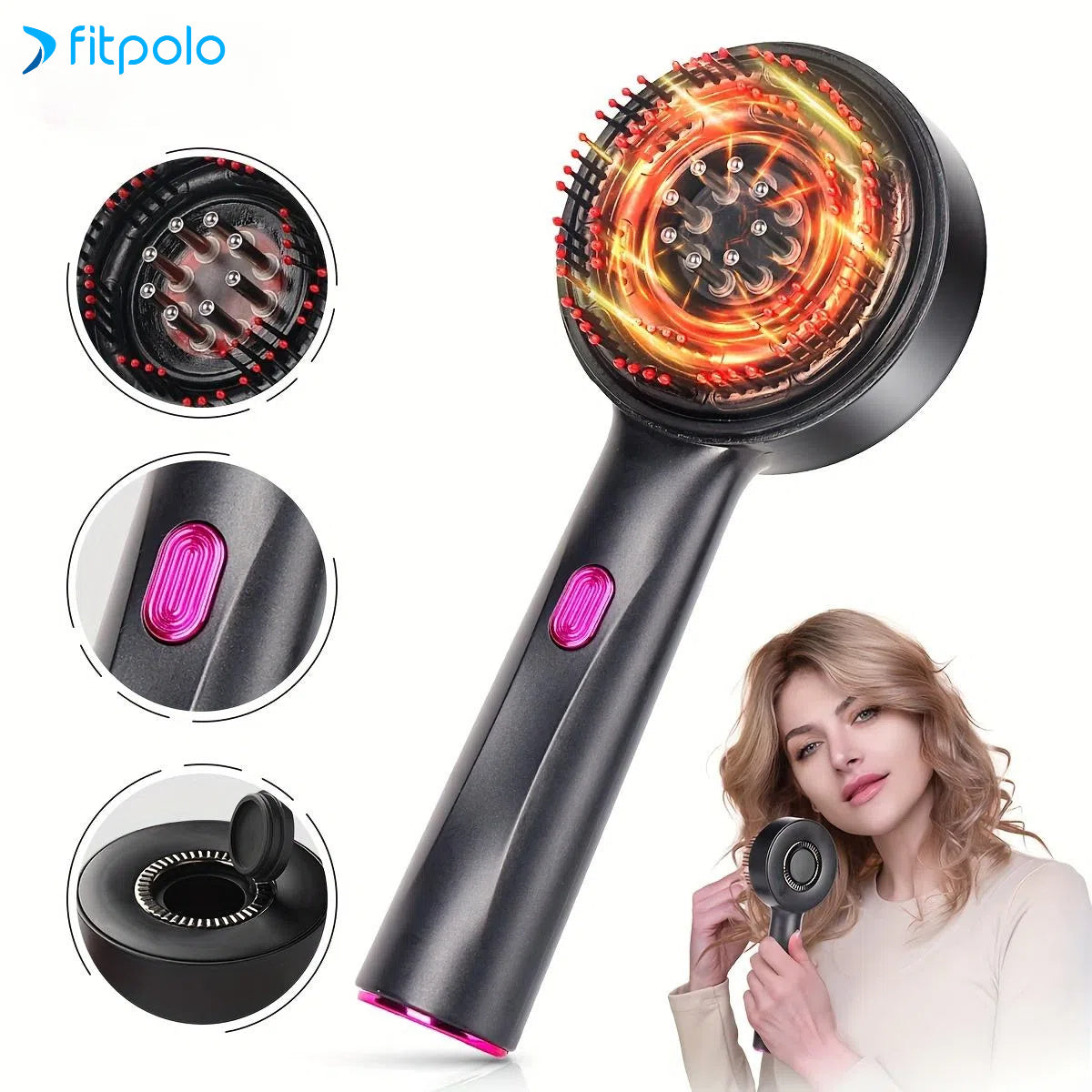 Fitpolo Upgrade 2 in 1 Hair Oil Applicator, Electric Hair Brushes for Hair Growth, Hair Oil Applicator Scalp Massager, USB Rechargeable, 1400mAh Lithium Battery Oil Dispenser for Hai - ScalpX