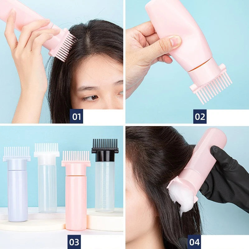 2Pcs/set 120ml Hair Dye Comb Applicator Bottles Plastic Refillable Empty Hair Coloring Salon Bottle Hairdressing Styling Tool - Scalpx