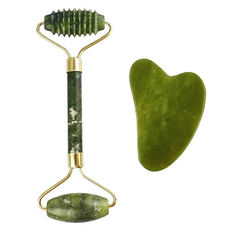 Natural Face Massager For Guasha Scraper Jade Roller Massage Face Gua sha Scraper Jade Roller Microniddle Roller Face Massager - Scalpx