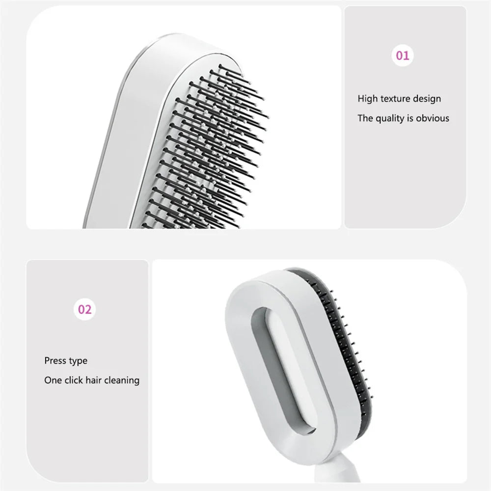 Massage Comb Hair Brush Air Cushion One-Key Self Cleaning Hair Comb Professional Detangling Scalp Air Bag Combs For Hair - Scalpx