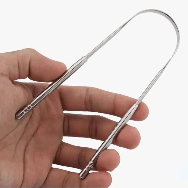Tongue Scraper Stainless Steel Tongue Cleaner Professional Tongue Brush for Oral Care Improve Bad Breath and Fresh Breath - Scalpx