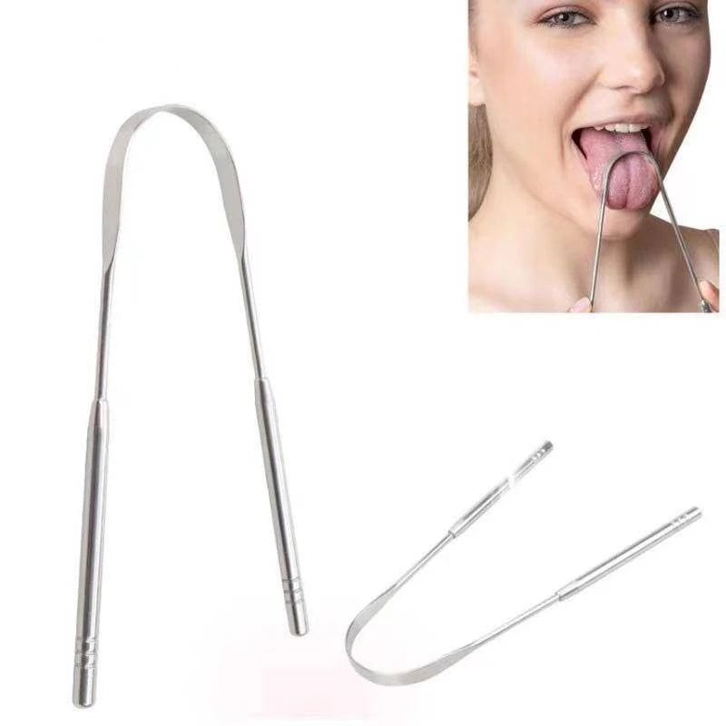 Tongue Scraper Stainless Steel Tongue Cleaner Professional Tongue Brush for Oral Care Improve Bad Breath and Fresh Breath - Scalpx