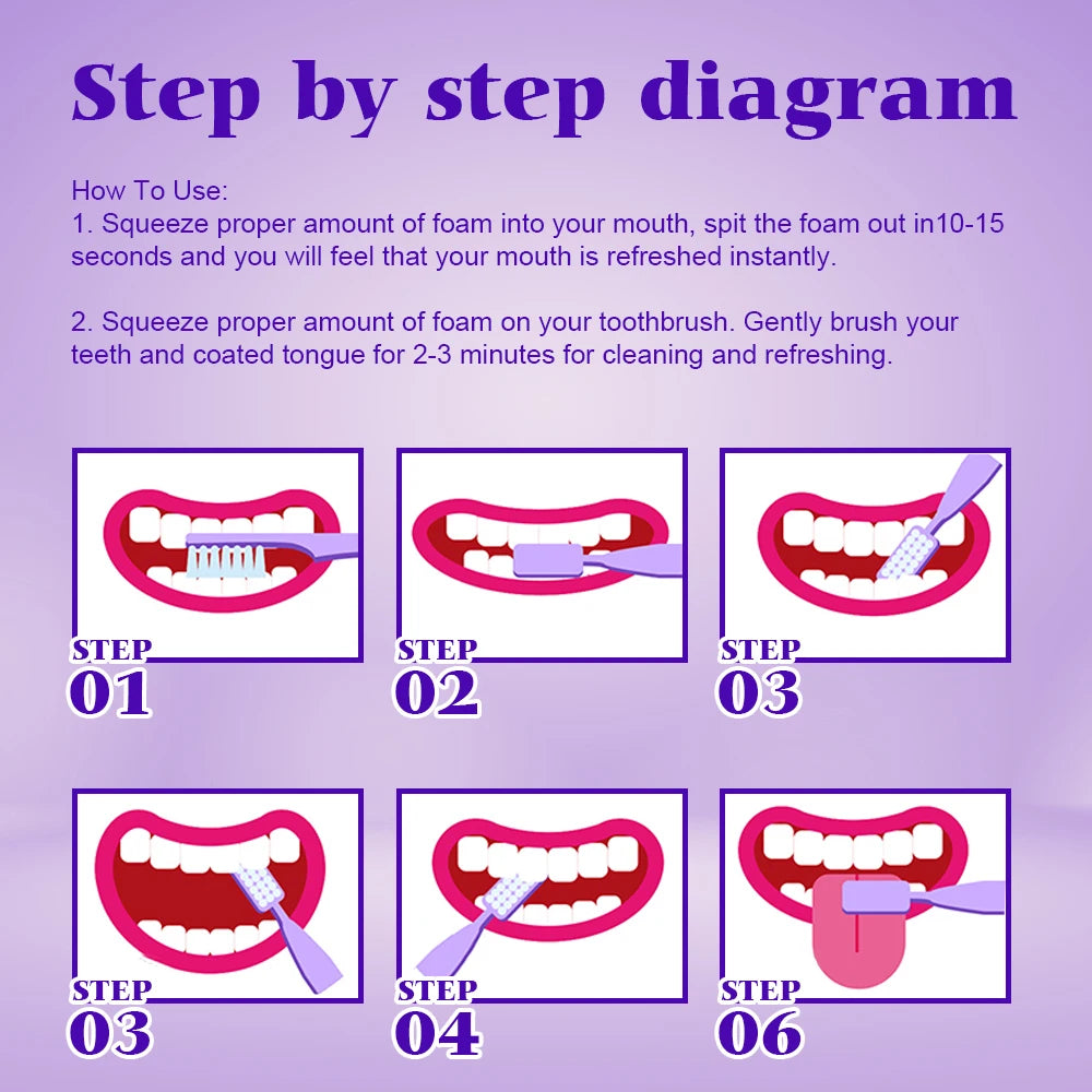 New Teeth Whitening Purple Toothpaste Mousse Dental Care For Teeth White Brightening Tooth Care Reduce Yellowing 30ML - Scalpx