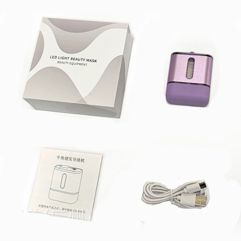 Lobemoky Scalp Massager Cow Horn Massage Comb Red Light Essence Oil Applicator Promote Hair Growth Portable Hair Guid Comb - Scalpx