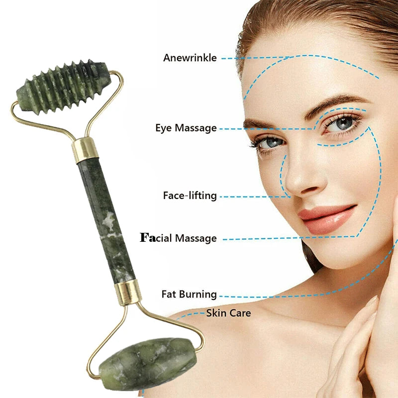Natural Face Massager For Guasha Scraper Jade Roller Massage Face Gua sha Scraper Jade Roller Microniddle Roller Face Massager - Scalpx