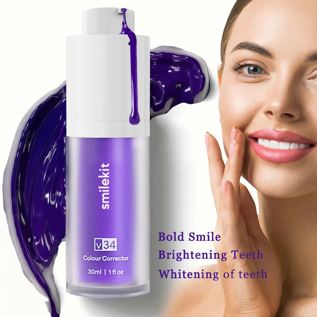 New Teeth Whitening Purple Toothpaste Mousse Dental Care For Teeth White Brightening Tooth Care Reduce Yellowing 30ML - Scalpx