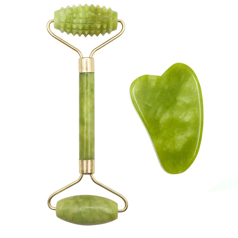 Natural Face Massager For Guasha Scraper Jade Roller Massage Face Gua sha Scraper Jade Roller Microniddle Roller Face Massager - Scalpx