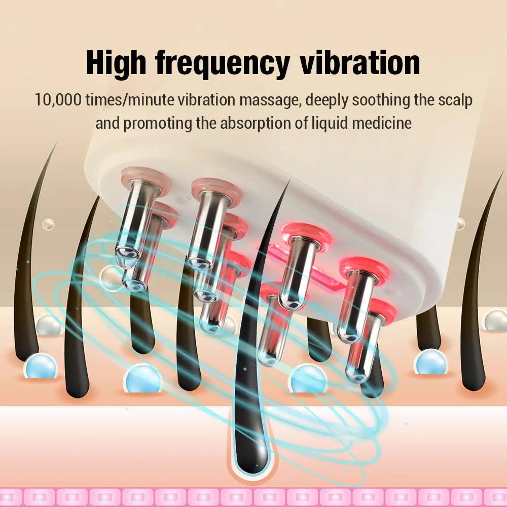 Electric Head Scalp Massager Hair Growth Oil Serum Comb Waterproof Head Scratcher Regrowth Scalp Hair 625nm Red Light Therapy - Scalpx