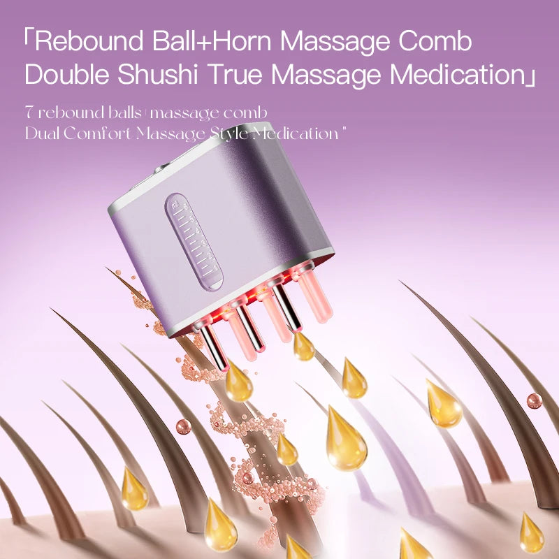 Lobemoky Scalp Massager Cow Horn Massage Comb Red Light Essence Oil Applicator Promote Hair Growth Portable Hair Guid Comb - Scalpx