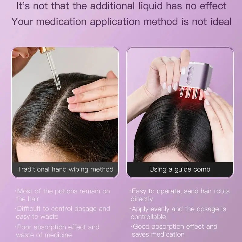 Lobemoky Scalp Massager Cow Horn Massage Comb Red Light Essence Oil Applicator Promote Hair Growth Portable Hair Guid Comb - Scalpx