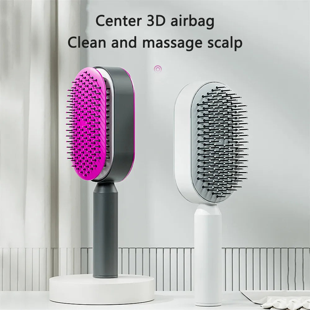 Massage Comb Hair Brush Air Cushion One-Key Self Cleaning Hair Comb Professional Detangling Scalp Air Bag Combs For Hair - Scalpx