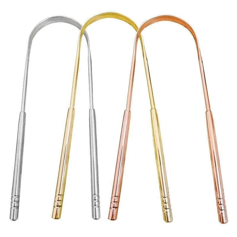 Tongue Scraper Stainless Steel Tongue Cleaner Professional Tongue Brush for Oral Care Improve Bad Breath and Fresh Breath - Scalpx