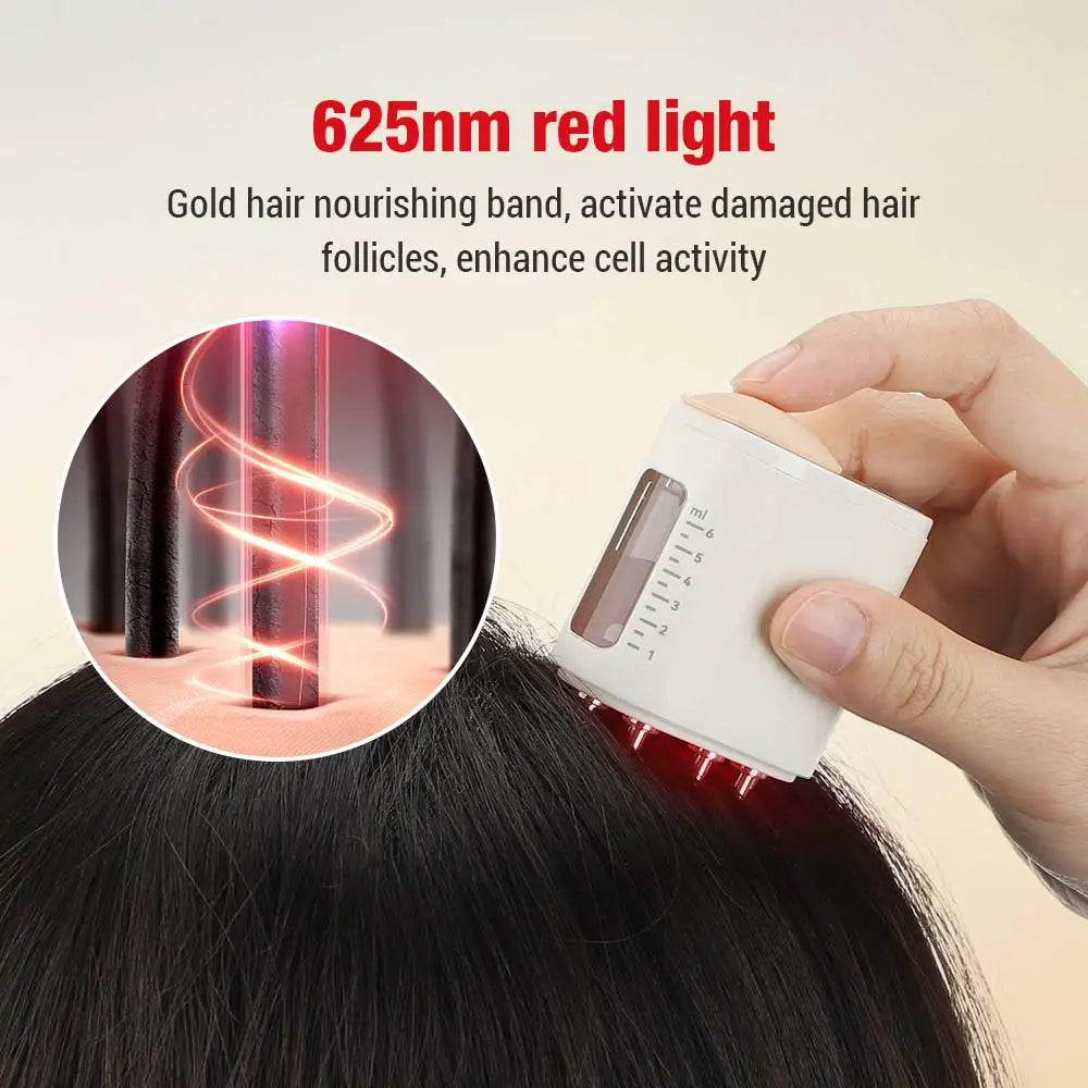 Electric Head Scalp Massager Hair Growth Oil Serum Comb Waterproof Head Scratcher Regrowth Scalp Hair 625nm Red Light Therapy - Scalpx