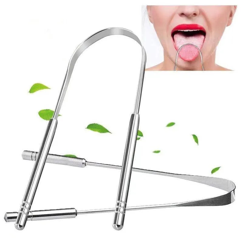 Tongue Scraper Stainless Steel Tongue Cleaner Professional Tongue Brush for Oral Care Improve Bad Breath and Fresh Breath - Scalpx