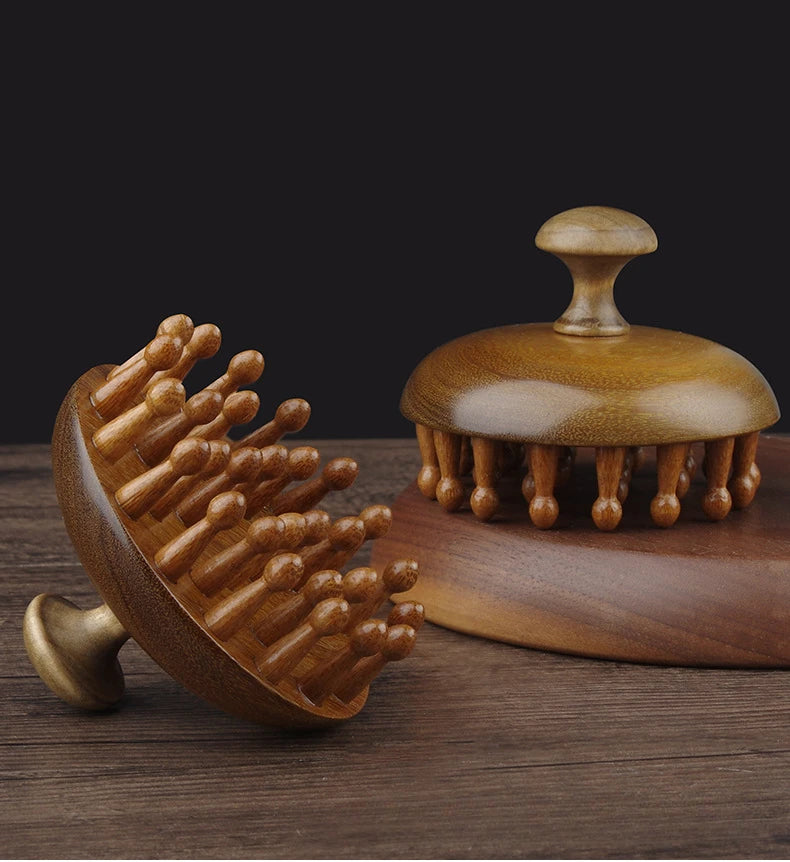 Head Meridian Comb Scalp Massage Wooden Shampoo Brush Massager Therapy Scraping Whole Body Universal - Scalpx