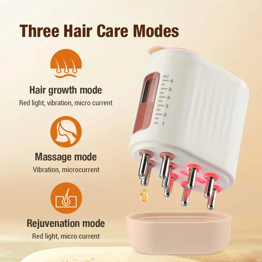 Electric Head Scalp Massager Hair Growth Oil Serum Comb Waterproof Head Scratcher Regrowth Scalp Hair 625nm Red Light Therapy - Scalpx