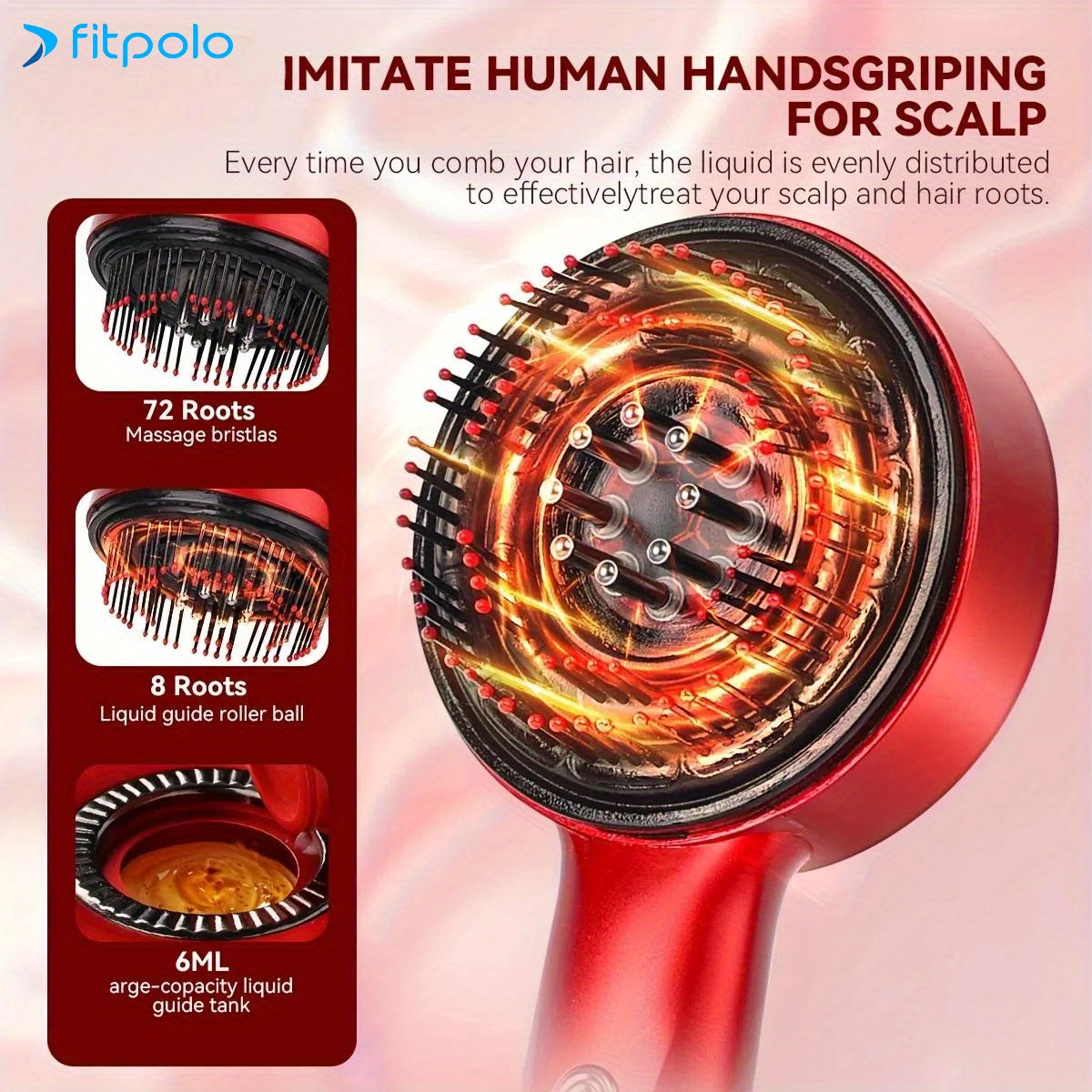 Fitpolo Upgrade 2 in 1 Hair Oil Applicator, Electric Hair Brushes for Hair Growth, Hair Oil Applicator Scalp Massager, USB Rechargeable, 1400mAh Lithium Battery Oil Dispenser for Hai - ScalpX