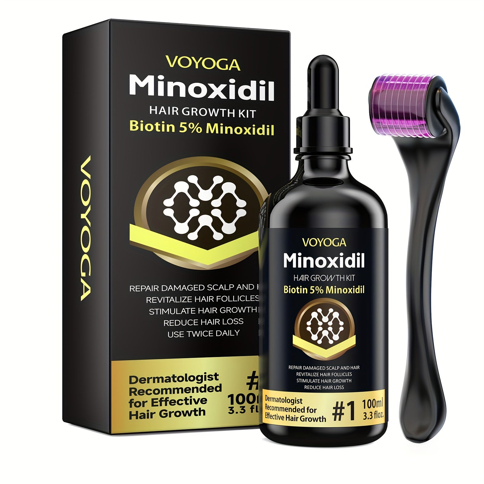 5% Minoxidil for Men and Women Hair Growth Oil, Biotin Hair Growth Serum Hair Regrowth Treatment for Scalp Hair Loss Hair Thinning, Natural Hair Growth for Thicker Longer Fuller Healthier Hair 3.3oz